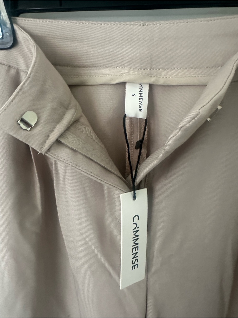 Commense Wide Leg High-Rise Trousers in Beige - Picture 3 of 4